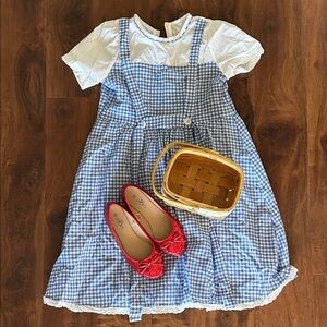 Dorothy Wizard of Oz Costume - Girls Size 10/12 - Shoes, Dress, & Basket